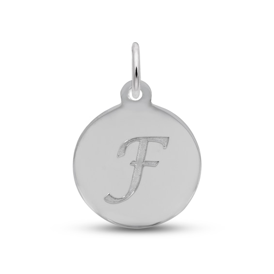 Letter F Monogram Disc Charm Sterling Silver