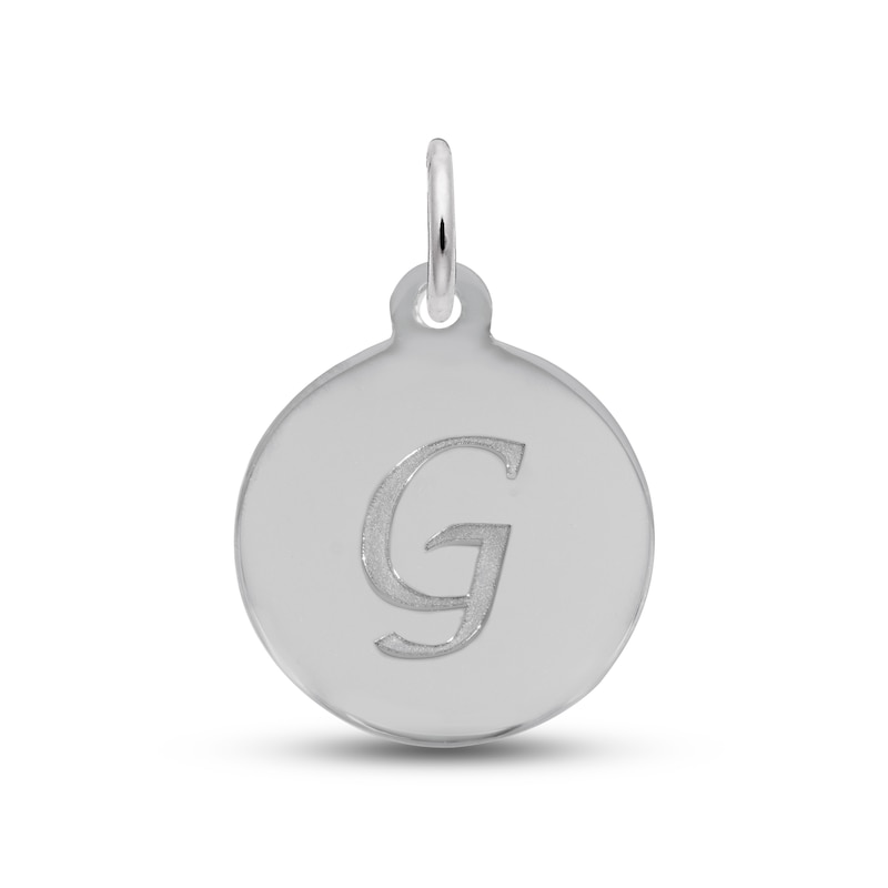 Letter G Monogram Disc Charm Sterling Silver