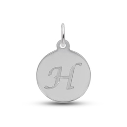 Letter H Monogram Disc Charm Sterling Silver