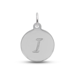 Letter I Monogram Disc Charm Sterling Silver