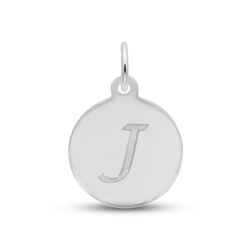 Main Image 1 of Letter J Monogram Disc Charm Sterling Silver