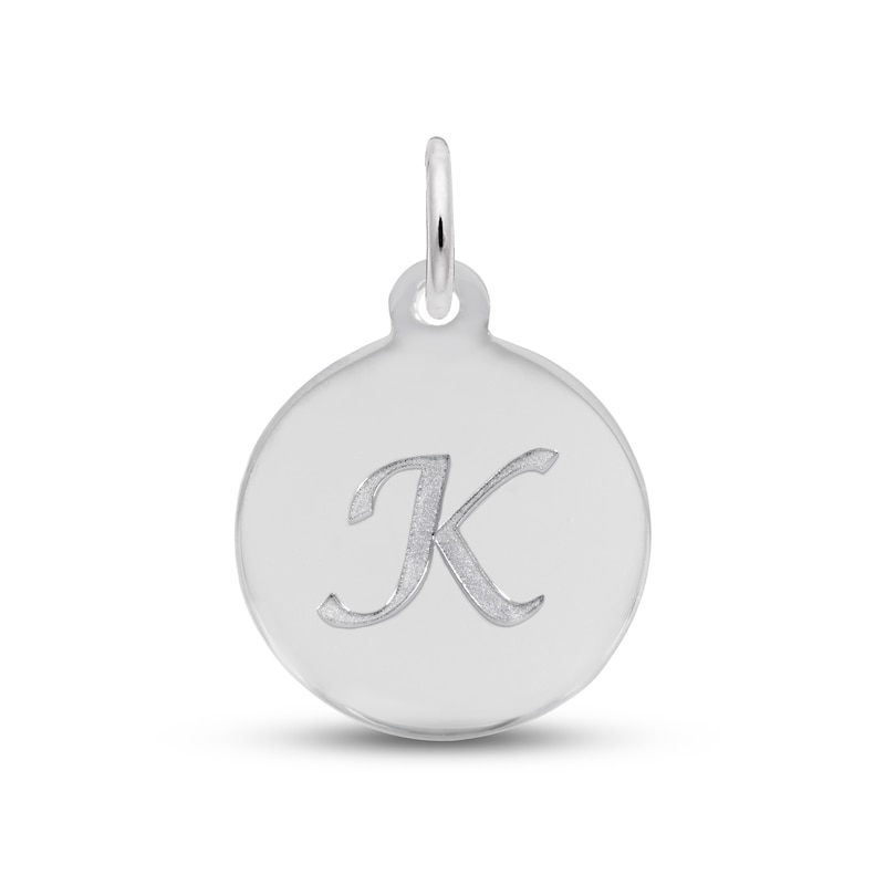 Main Image 1 of Letter K Monogram Disc Charm Sterling Silver