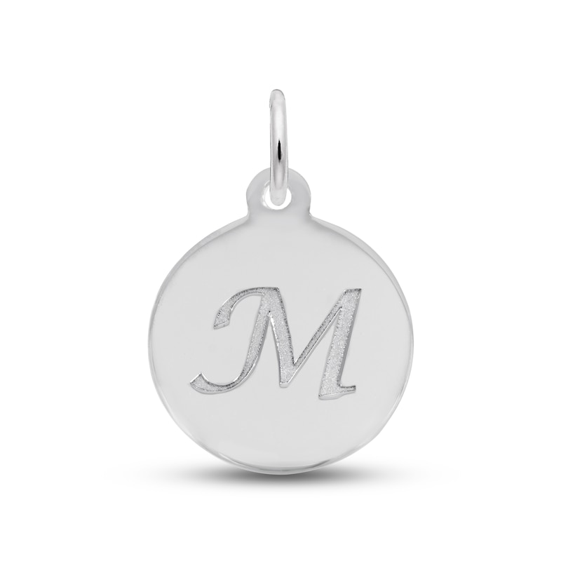 Letter M Monogram Disc Charm Sterling Silver