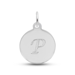 Letter P Monogram Disc Charm Sterling Silver