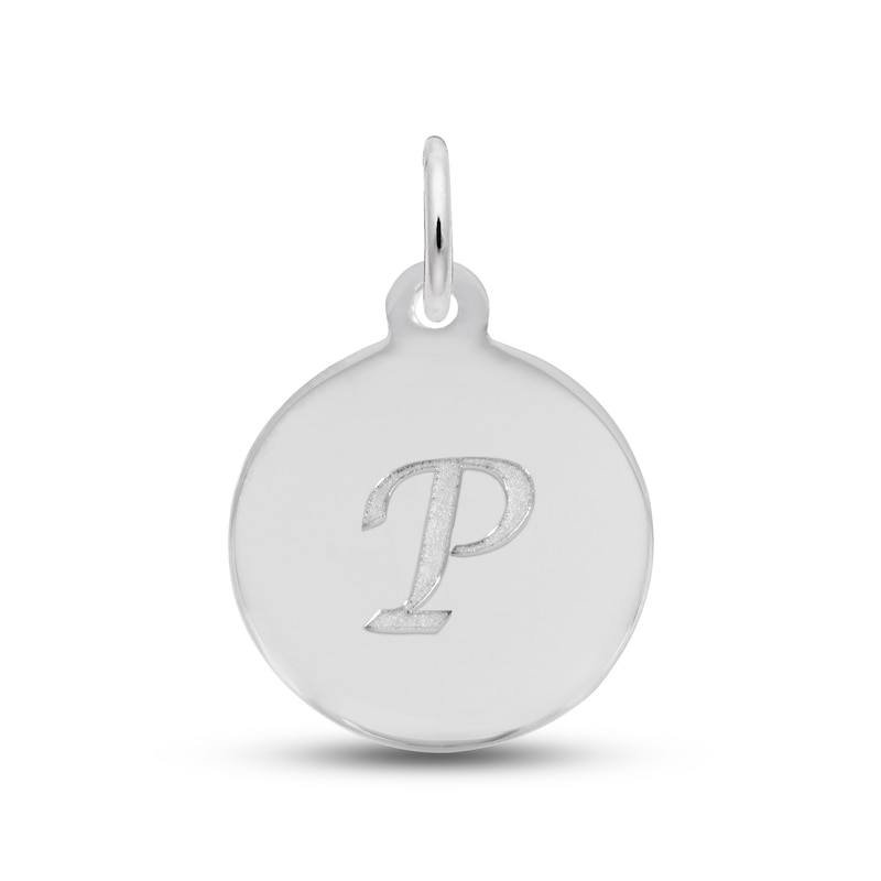 Main Image 1 of Letter P Monogram Disc Charm Sterling Silver