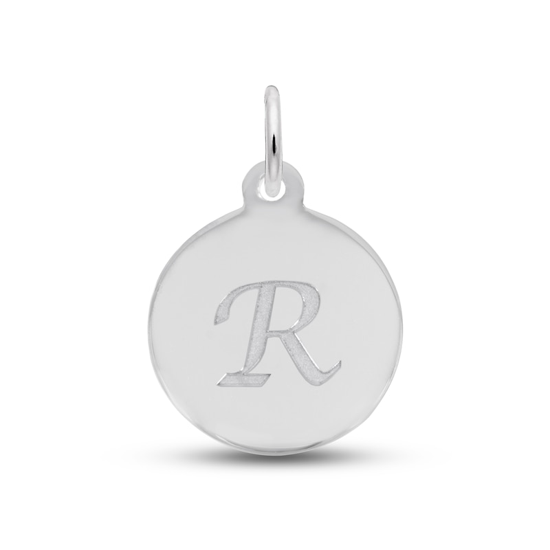 Main Image 1 of Letter R Monogram Disc Charm Sterling Silver