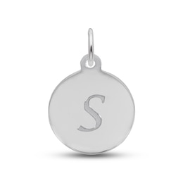 Letter S Monogram Disc Charm Sterling Silver
