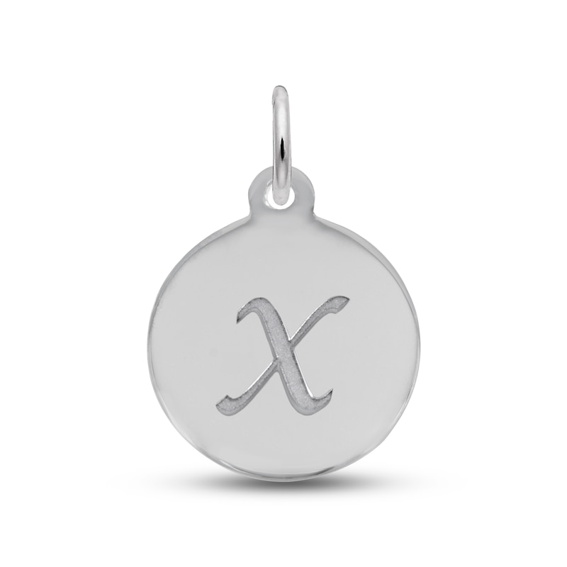 Letter X Monogram Disc Charm Sterling Silver