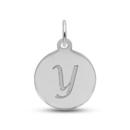 Letter Y Monogram Disc Charm Sterling Silver