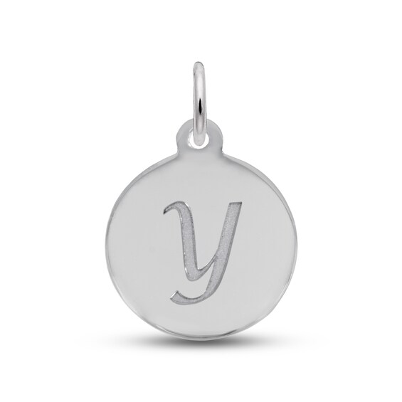 Letter Y Monogram Disc Charm Sterling Silver