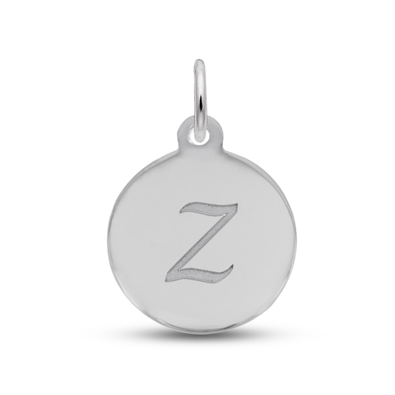 Letter Z Monogram Disc Charm Sterling Silver