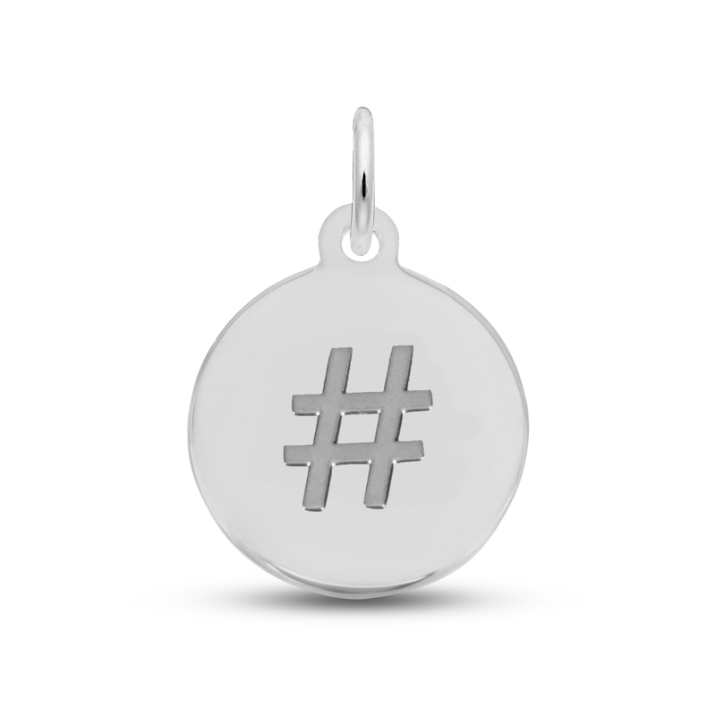Hashtag Disc Charm Sterling Silver