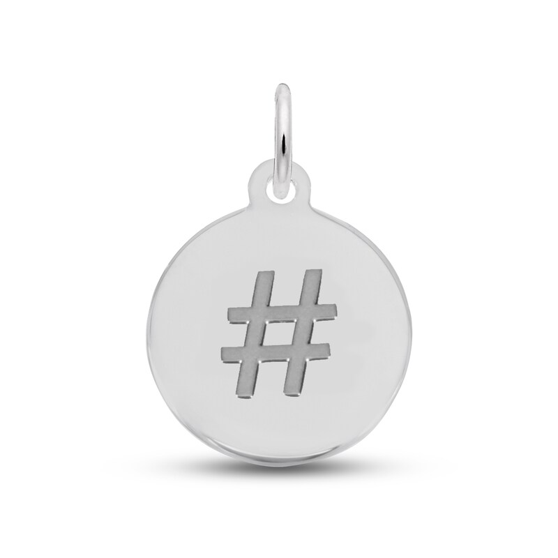 Main Image 1 of Hashtag Disc Charm Sterling Silver