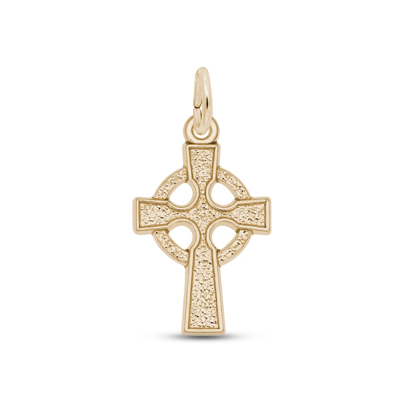 Celtic Cross Crucifix Pendant 14k Yellow and Rose Gold Charm 