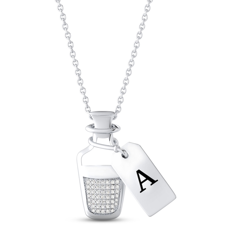 Disney Treasures Alice in Wonderland Diamond Potion Bottle Necklace 1/10 ct tw Sterling Silver 17"
