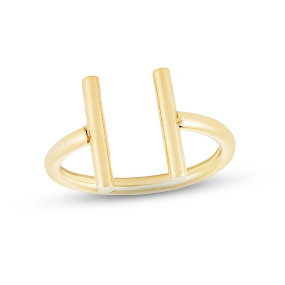 Polished Bar Deconstructed Ring 14K Yellow Gold - Size 7