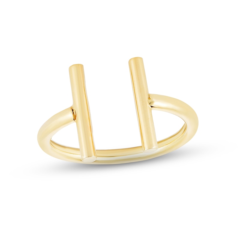 Main Image 1 of Polished Bar Deconstructed Ring 14K Yellow Gold - Size 7