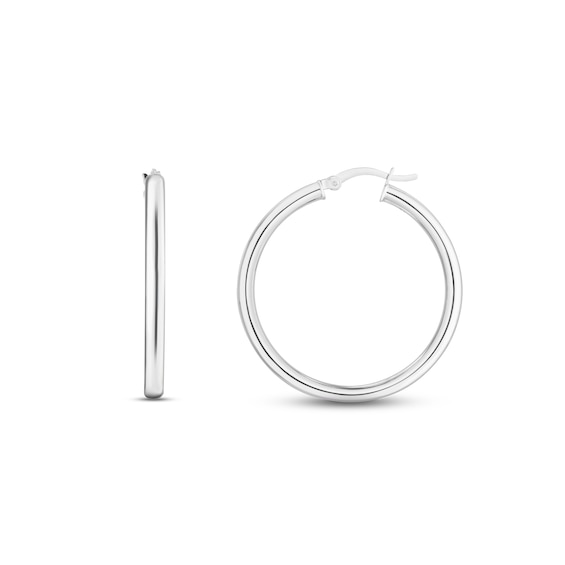 Tube Hoop Earrings Sterling Silver 30mm