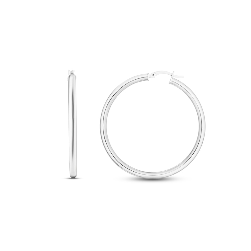 Main Image 1 of Tube Hoop Earrings Sterling Silver 40mm
