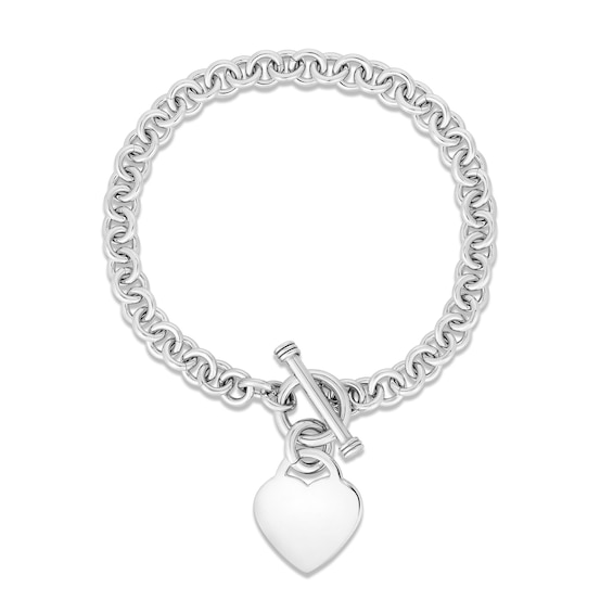 Heart Toggle Bracelet Sterling Silver 7.25