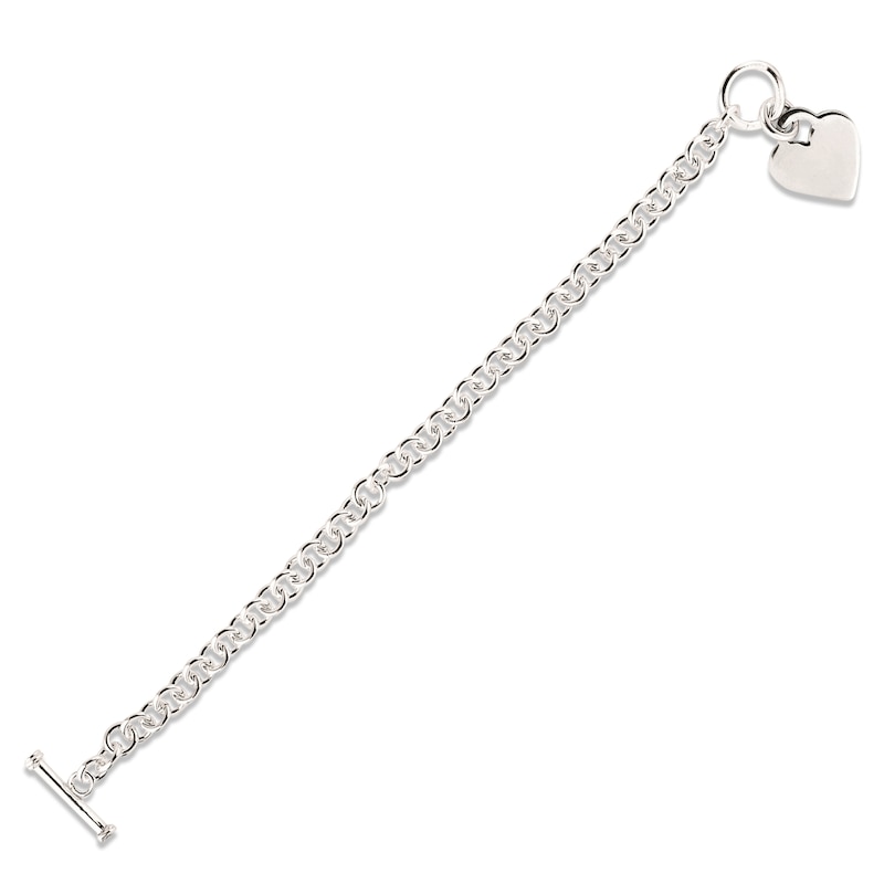 Heart Toggle Bracelet Sterling Silver 7.25"