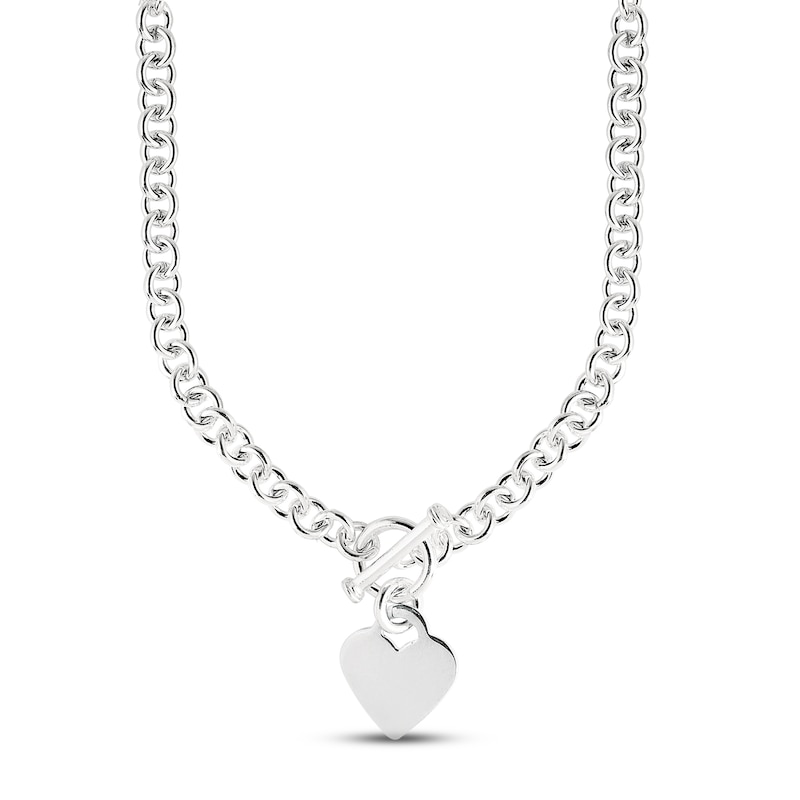 Main Image 1 of Heart Toggle Necklace Sterling Silver 16&quot;