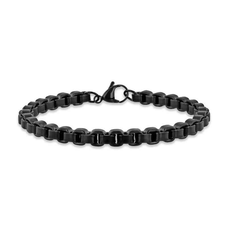 Main Image 1 of Box Chain Bracelet Black Ion-Plated Solid Stainless Steel 8.5"