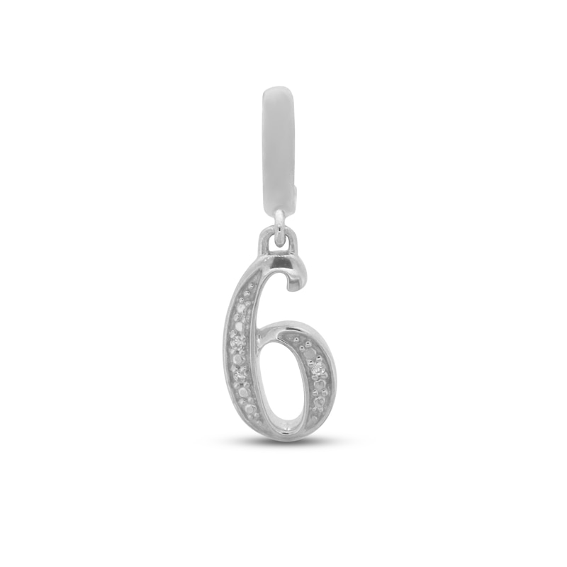 Main Image 1 of True Definition Number 6 Charm with Diamonds Sterling Silver