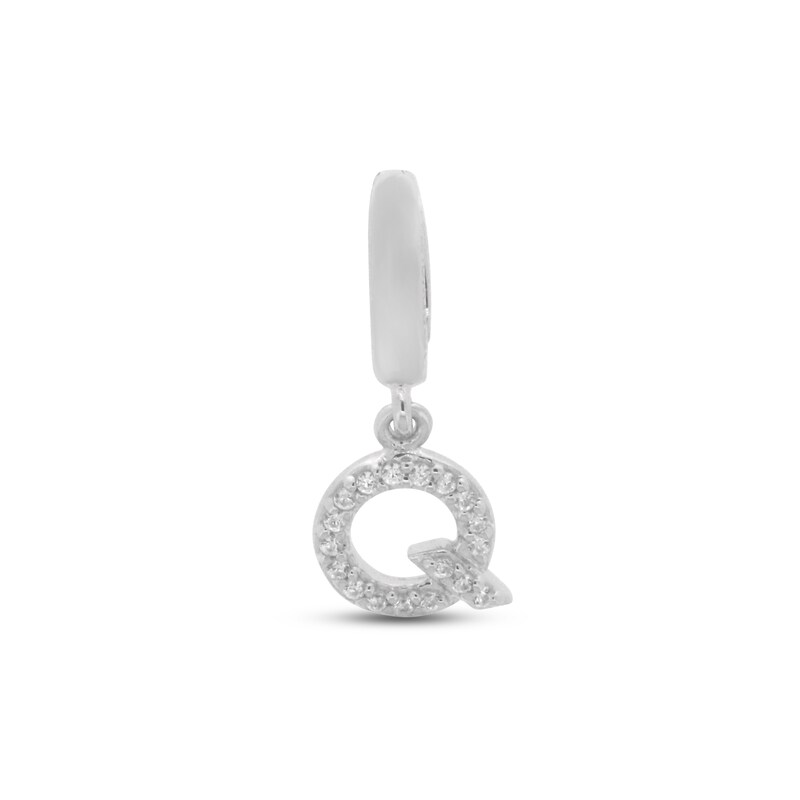 True Definition Letter Q Initial Charm 1/15 ct tw Diamonds Sterling Silve