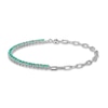 Lab-Created Emerald Paperclip Bracelet Sterling Silver 7.25"