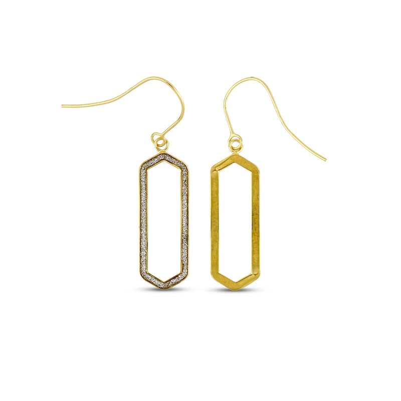 Glitter Enamel Paperclip Dangle Earrings 14K Yellow Gold Kay