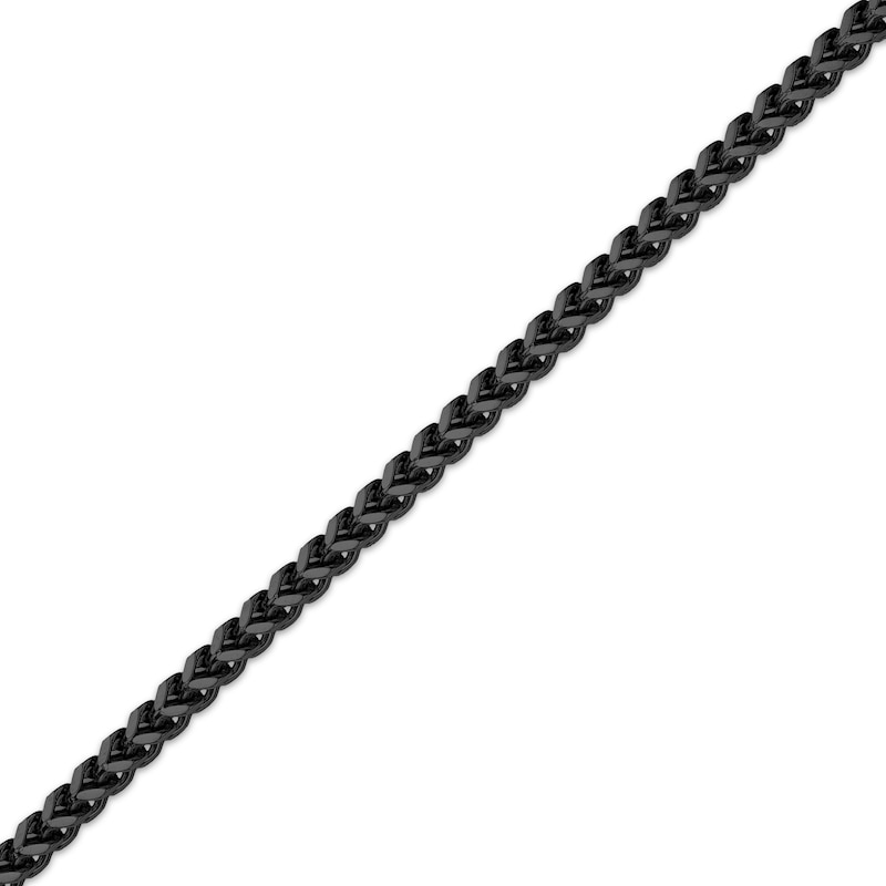 Solid Foxtail Chain Necklace 4mm Black Ion-Plated Stainless Steel 20"