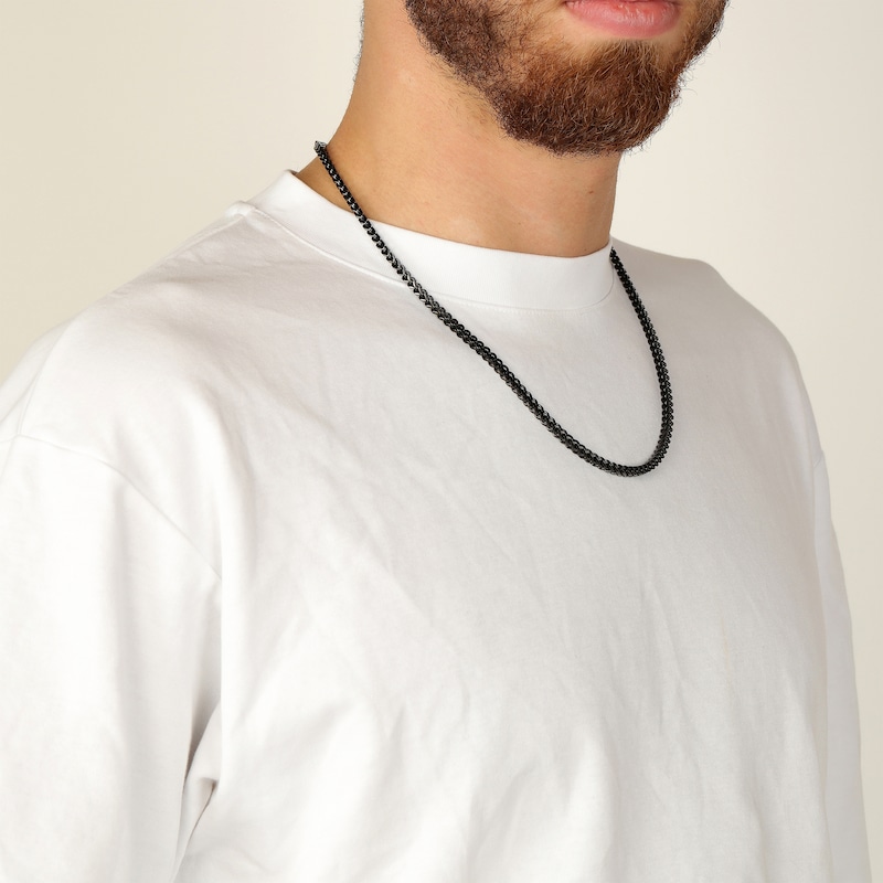 Main Image 4 of Foxtail Chain Necklace 4mm Black Ion-Plated Solid Stainless Steel 20&quot;