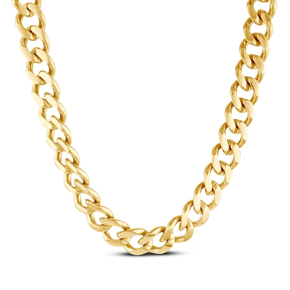 Curb Chain Necklace 11mm Yellow Ion-Plated Solid Stainless Steel 22"