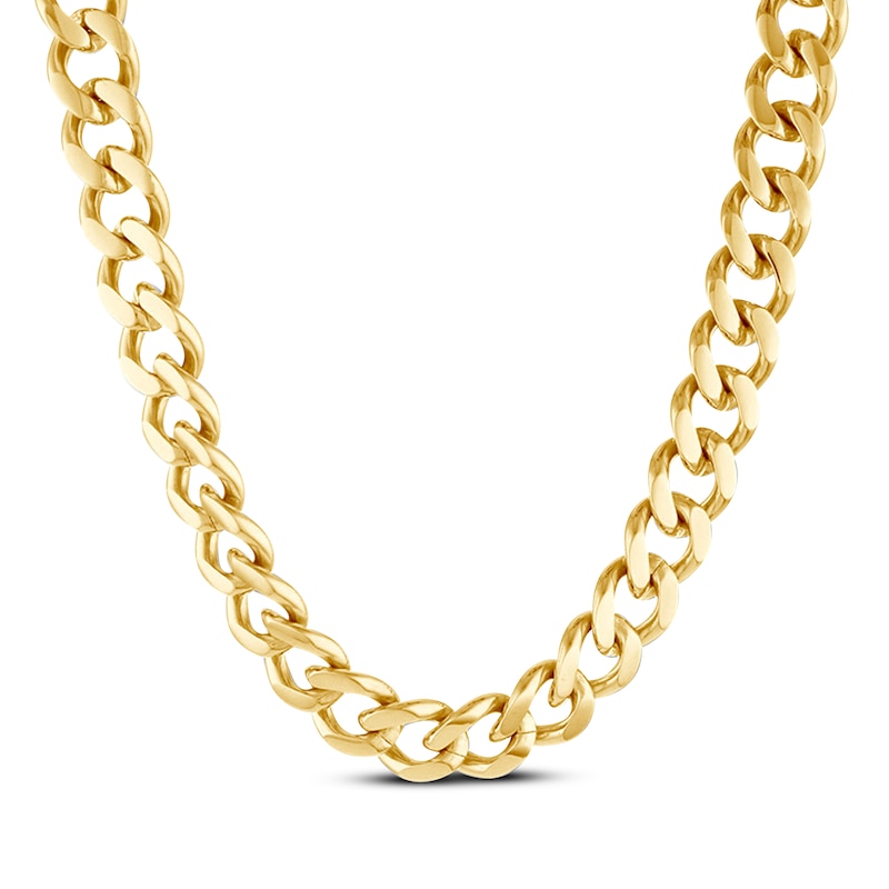 Solid Curb Chain Necklace 6mm Yellow Ion-Plated Stainless Steel 22"