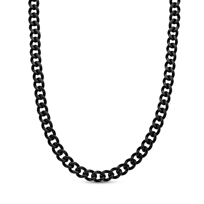 Solid Curb Chain Necklace 6mm Black Ion-Plated Stainless Steel 20