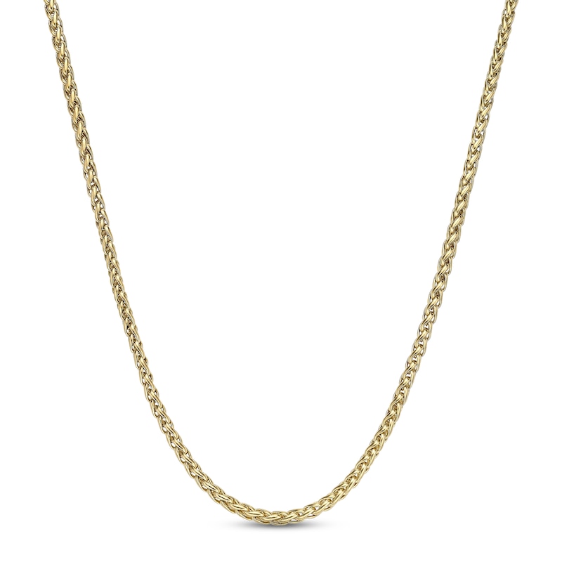 Solid Wheat Chain Necklace Yellow Ion-Plated Stainless Steel 20"