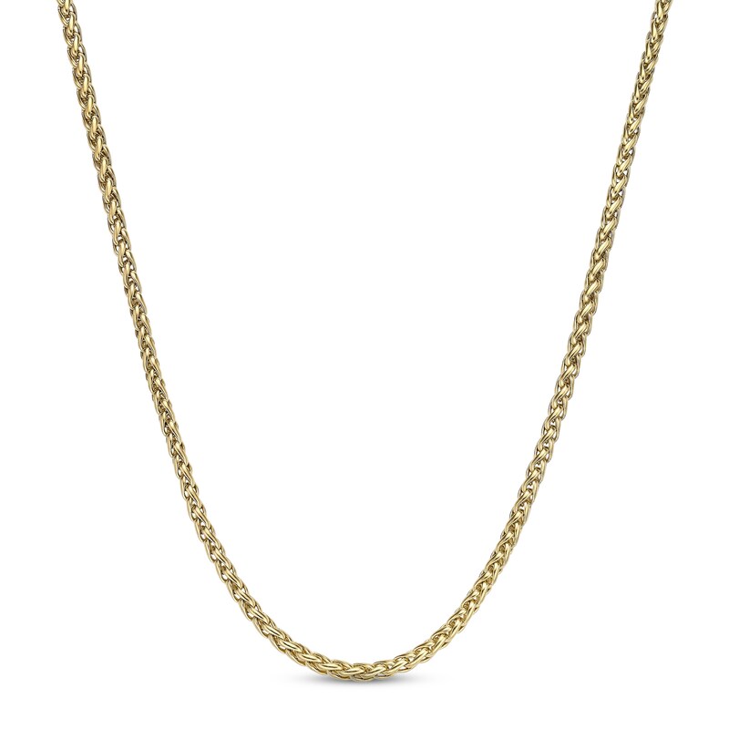 Solid Wheat Chain Necklace Yellow Ion-Plated Stainless Steel 22"