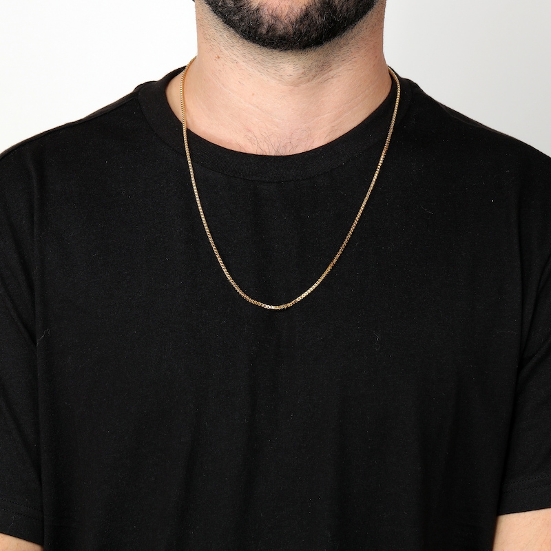 Main Image 4 of Box Chain Necklace 2mm Yellow Ion-Plated Solid Stainless Steel 18&quot;