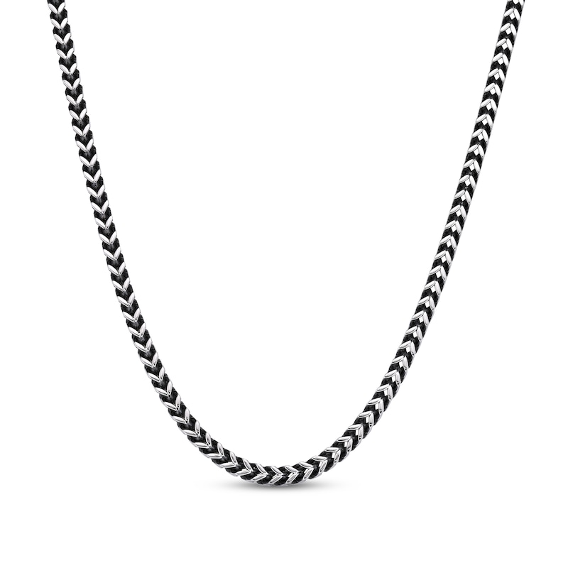 Main Image 1 of Foxtail Chain Necklace 4mm Solid Stainless Steel & Black Ion-Plating 22&quot;