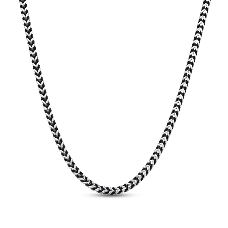 Main Image 1 of Foxtail Chain Necklace 4mm Solid Stainless Steel & Black Ion-Plating 24&quot;