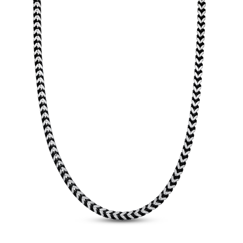 Main Image 1 of Foxtail Chain Necklace 5mm Black Ion-Plated Solid Stainless Steel 22&quot;