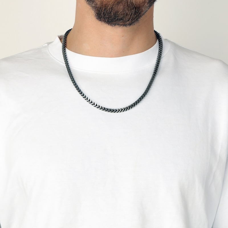 Main Image 4 of Foxtail Chain Necklace 5mm Black Ion-Plated Solid Stainless Steel 22&quot;