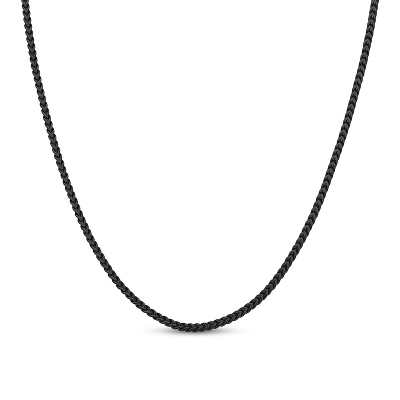 Solid Foxtail Chain Necklace 2.5mm Black Ion-Plated Stainless Steel 18"