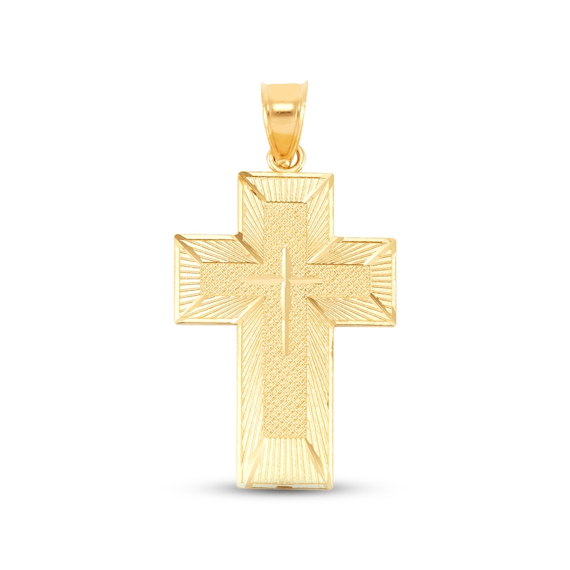 Main Image 1 of Diamond-cut Cross Pendant 14K Yellow Gold