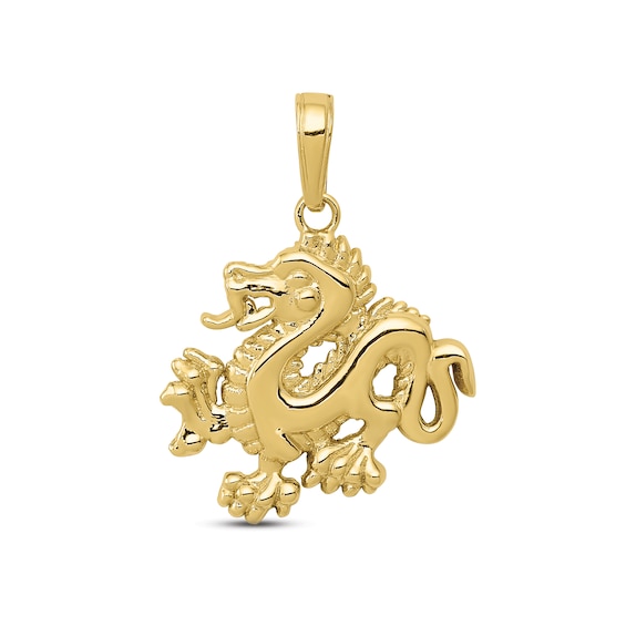 Men's Dragon Charm 10K Yellow Gold