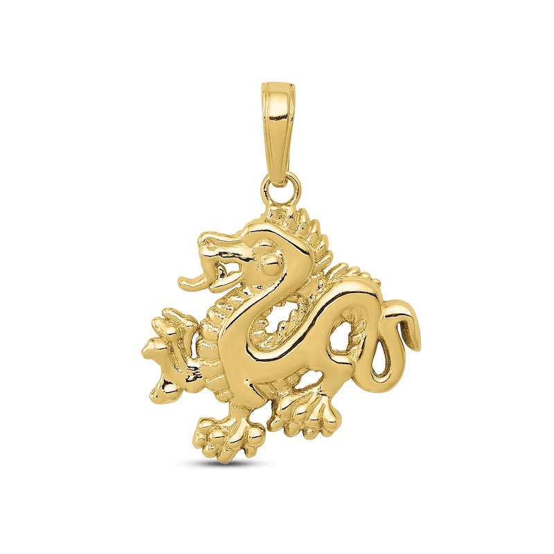 Main Image 1 of Men's Dragon Charm 10K Yellow Gold