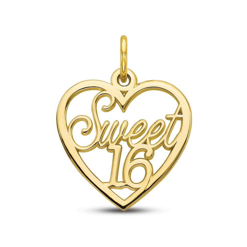 "Sweet 16" Heart Charm 10K Yellow Gold