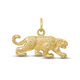 Men's Satin Finish Leopard Charm 10K Yellow Gold