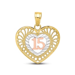 15 Heart Charm 10K Two-Tone Gold